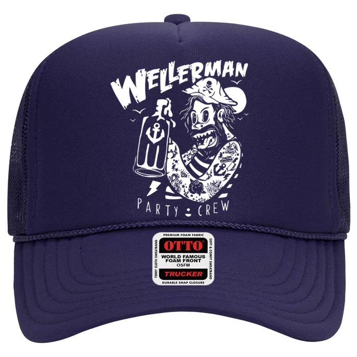 Wellerman Song Sea Shanty Party Crew Sailor High Crown Mesh Trucker Hat