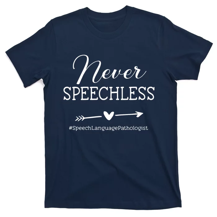 Womens SLP Speech Language Pathologist Gift Never Speechless VNeck T-Shirt