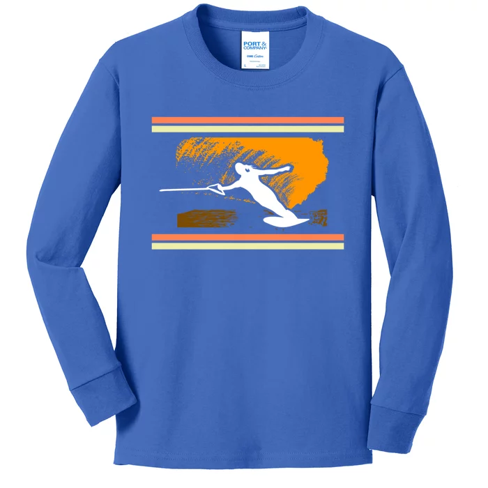 Water Skiing Ski Lover Retro Extreme Sports Beach Athletes Gift Kids Long Sleeve Shirt