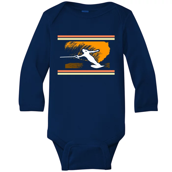 Water Skiing Ski Lover Retro Extreme Sports Beach Athletes Gift Baby Long Sleeve Bodysuit