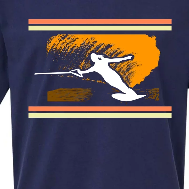 Water Skiing Ski Lover Retro Extreme Sports Beach Athletes Gift Sueded Cloud Jersey T-Shirt