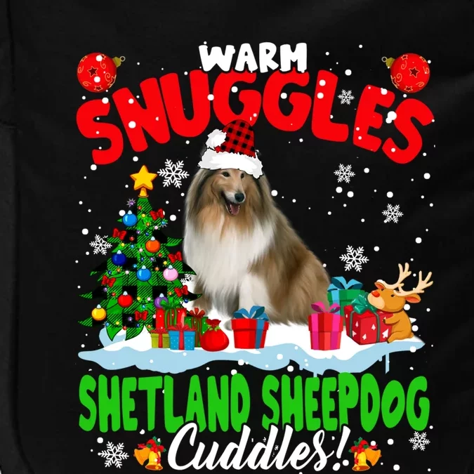 Warm Snuggles Shetland Sheepdog Cuddles Xmas Tree Plaid Dog Meaningful Gift Impact Tech Backpack