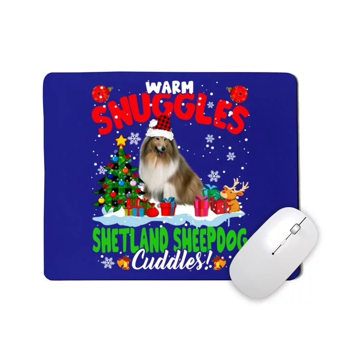 Warm Snuggles Shetland Sheepdog Cuddles Xmas Tree Plaid Dog Meaningful Gift Mousepad