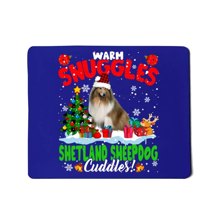 Warm Snuggles Shetland Sheepdog Cuddles Xmas Tree Plaid Dog Meaningful Gift Mousepad