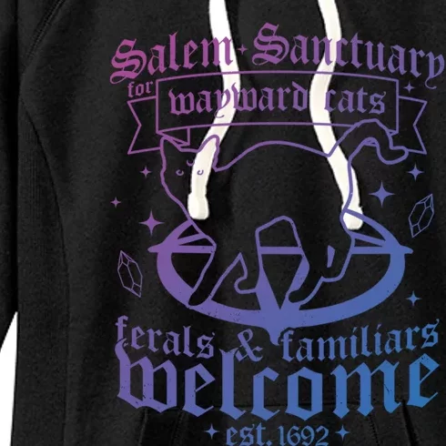 Witch Salem Sanctuary For Wayward Black Cats 1692 Halloween Cute Gift Women's Fleece Hoodie