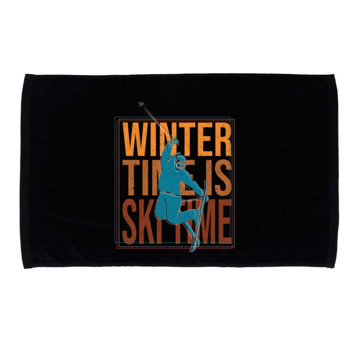 Winter Ski Skier Skiing Gift Microfiber Hand Towel