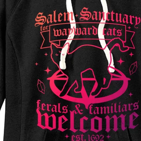 Witch Salem Sanctuary For Wayward Black Cats 1692 Halloween Cute Gift Women's Fleece Hoodie