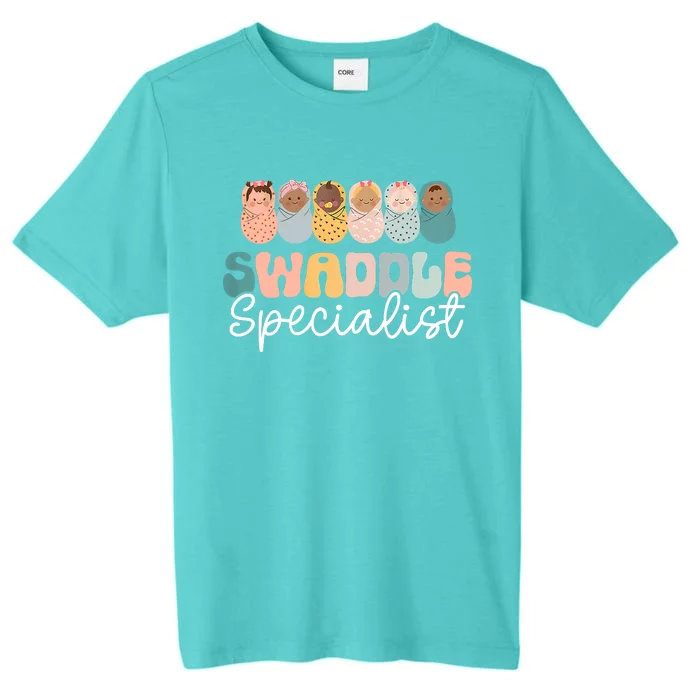 Women Swaddle Specialist Funny NICU Nurse Saying Groovy Mom Baby ChromaSoft Performance T-Shirt