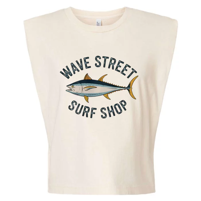 Wave Street Surf Shop Yellow Fin Tuna Graphic Fishing Garment-Dyed Women's Muscle Tee