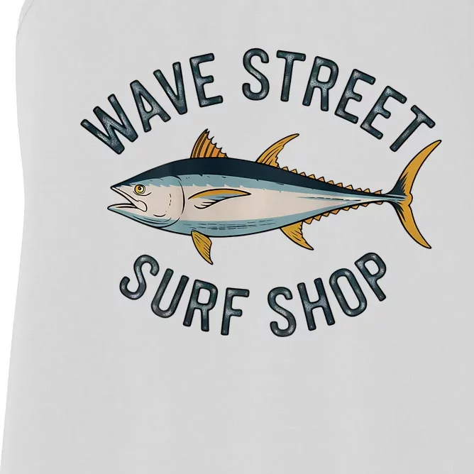 Wave Street Surf Shop Yellow Fin Tuna Graphic Fishing Women's Racerback Tank