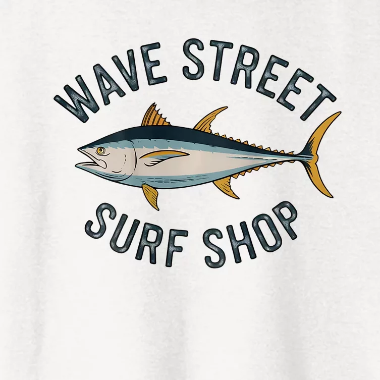 Wave Street Surf Shop Yellow Fin Tuna Graphic Fishing Women's Crop Top Tee