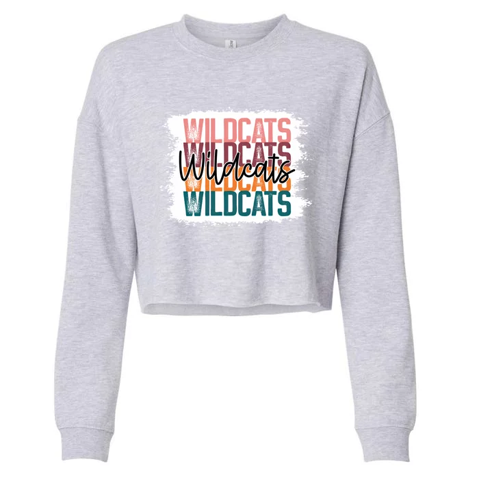 Wildcats School Sports Fan Team Spirit Gift Cropped Pullover Crew