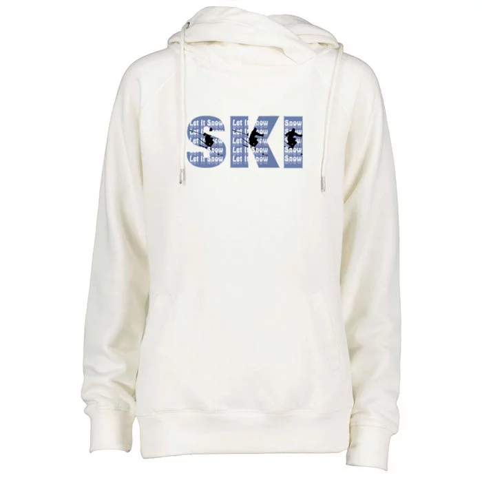 Winter Sports Ski Funny Gift For Mom Dad Womens Funnel Neck Pullover Hood