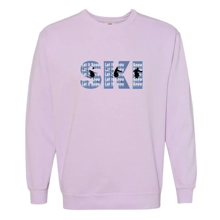 Winter Sports Ski Funny Gift For Mom Dad Garment-Dyed Sweatshirt