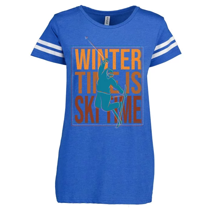 Winter Ski Skier Skiing Gift Enza Ladies Jersey Football T-Shirt