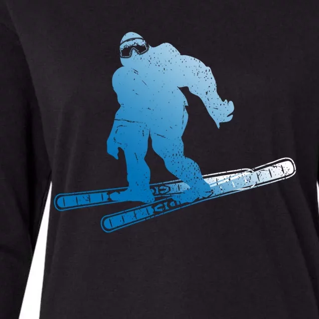 Winter Skiing Sasquatch Ski Cryptid Cryptozoology Bigfoot Gift Womens Cotton Relaxed Long Sleeve T-Shirt