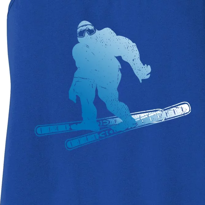 Winter Skiing Sasquatch Ski Cryptid Cryptozoology Bigfoot Gift Women's Racerback Tank