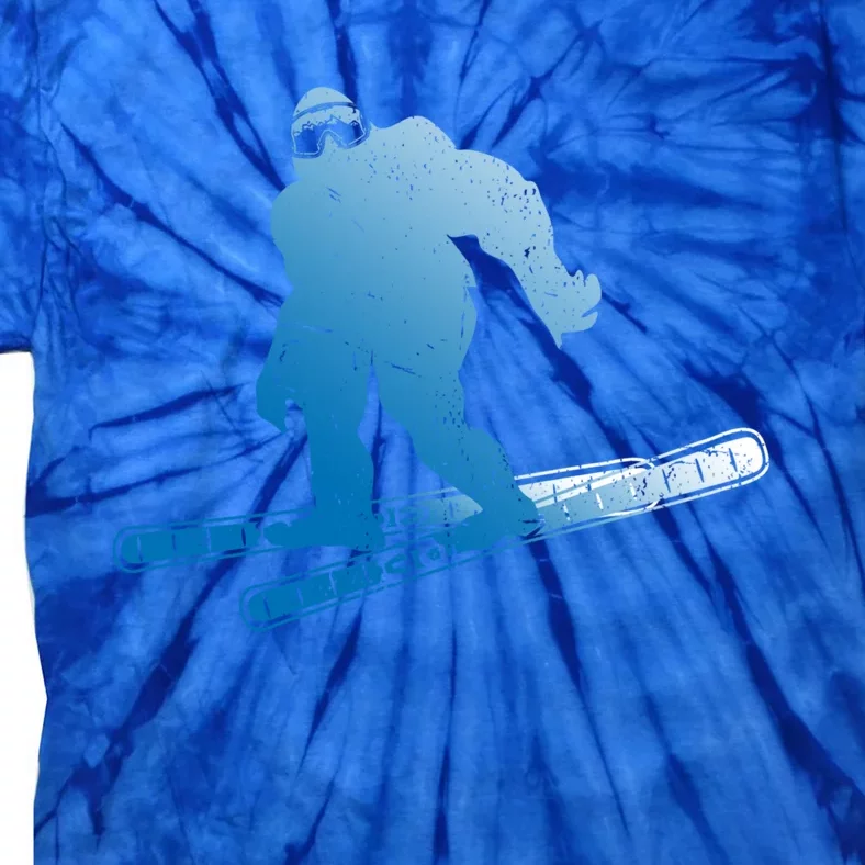 Winter Skiing Sasquatch Ski Cryptid Cryptozoology Bigfoot Gift Tie-Dye T-Shirt