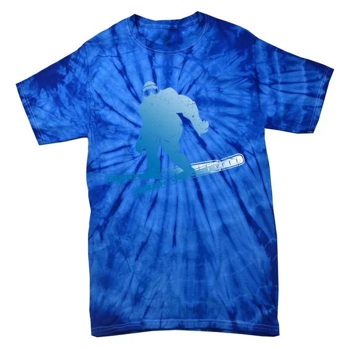 Winter Skiing Sasquatch Ski Cryptid Cryptozoology Bigfoot Gift Tie-Dye T-Shirt