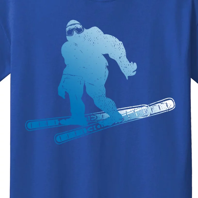 Winter Skiing Sasquatch Ski Cryptid Cryptozoology Bigfoot Gift Kids T-Shirt