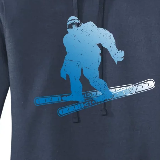 Winter Skiing Sasquatch Ski Cryptid Cryptozoology Bigfoot Gift Women's Pullover Hoodie