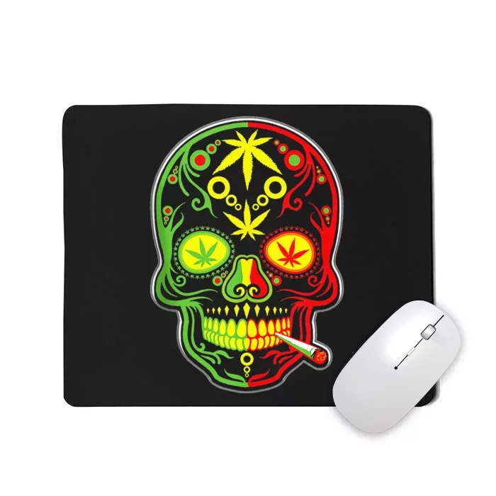 Weed Sugar Skull 420 Marijuana funny Cinco De Mayo Mousepad