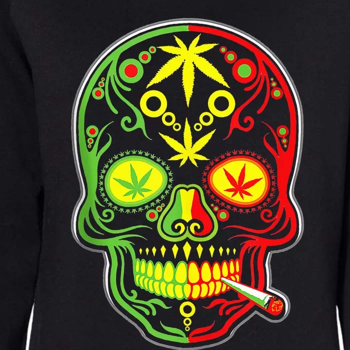 Weed Sugar Skull 420 Marijuana funny Cinco De Mayo Womens California Wash Sweatshirt