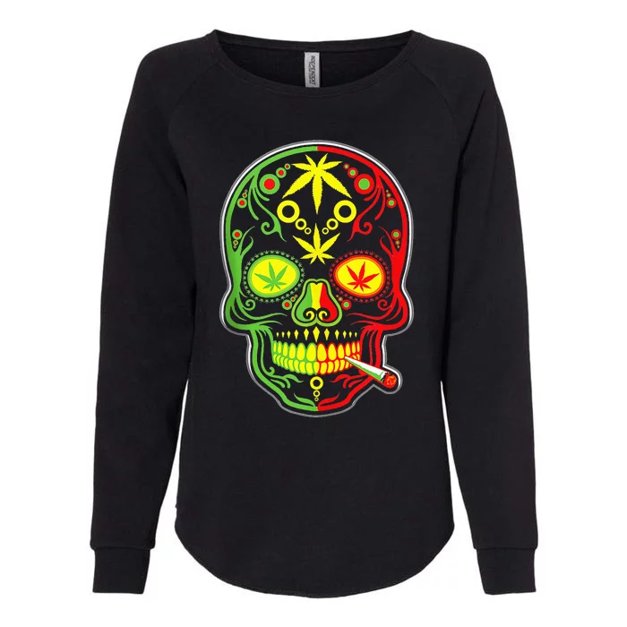 Weed Sugar Skull 420 Marijuana funny Cinco De Mayo Womens California Wash Sweatshirt