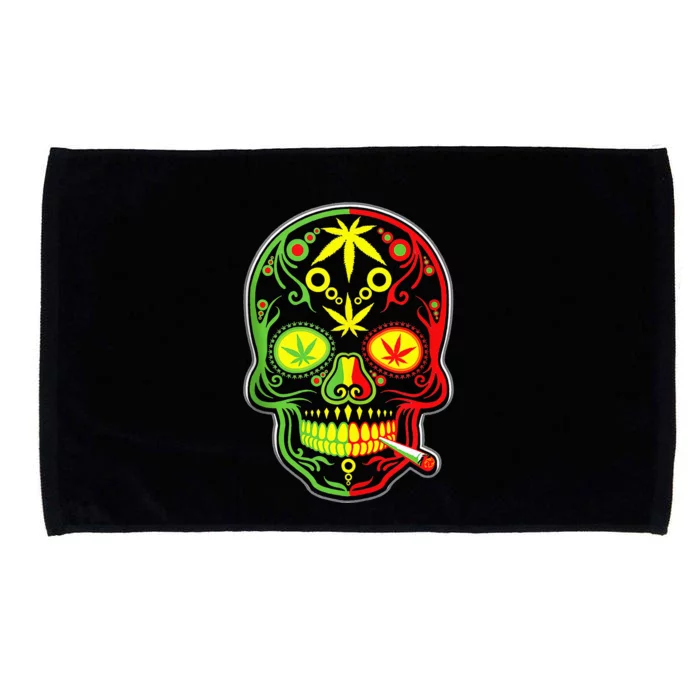 Weed Sugar Skull 420 Marijuana funny Cinco De Mayo Microfiber Hand Towel