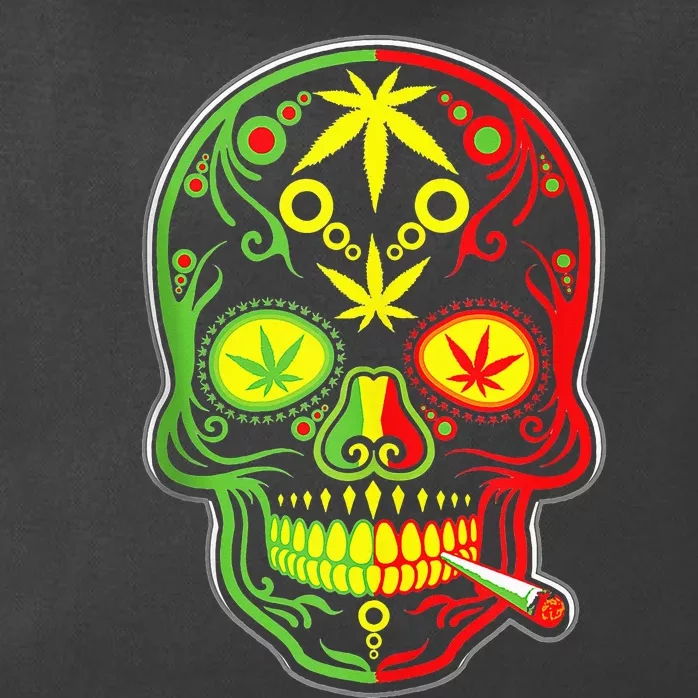 Weed Sugar Skull 420 Marijuana funny Cinco De Mayo Zip Tote Bag