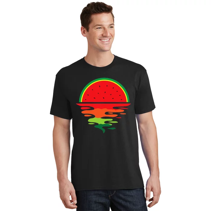 Watermelon Summer Sunset Water Fruit Sunset Watermelon T-Shirt