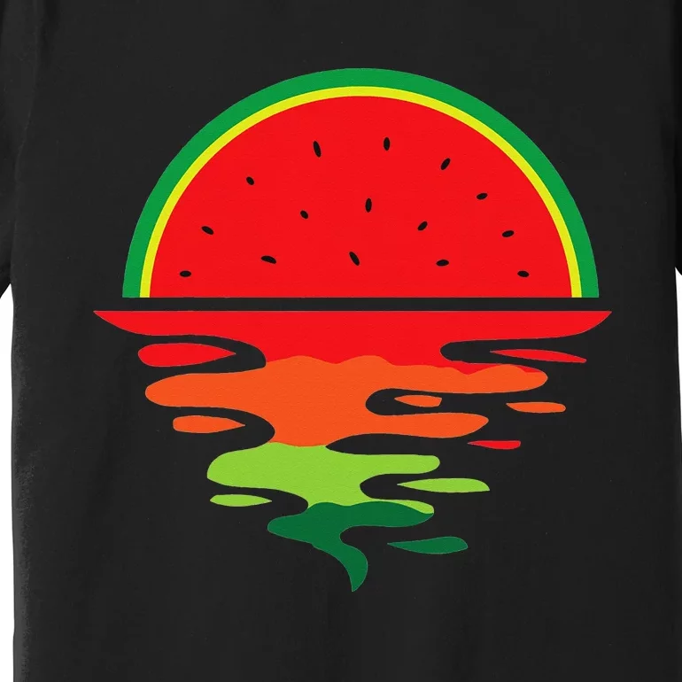 Watermelon Summer Sunset Water Fruit Sunset Watermelon Premium T-Shirt