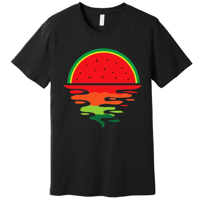 Watermelon Summer Sunset Water Fruit Sunset Watermelon Premium T-Shirt