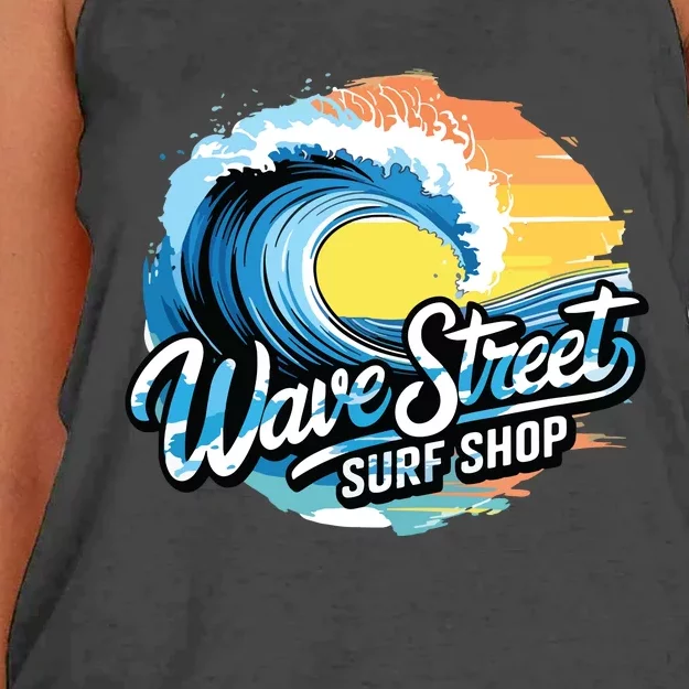 Wave Street Surf Shop Classic Surfing Women's Knotted Racerback Tank