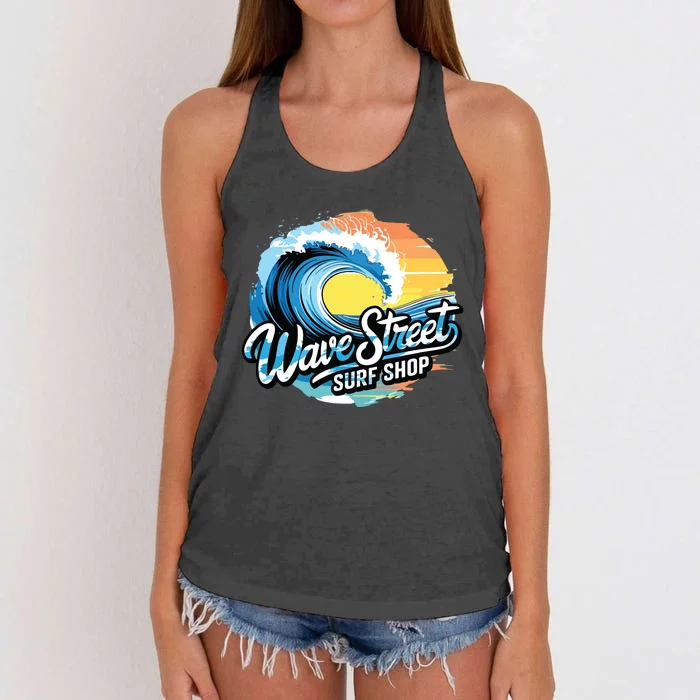 Wave Street Surf Shop Classic Surfing Women's Knotted Racerback Tank