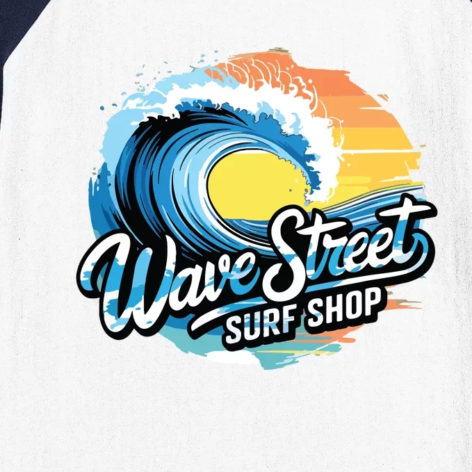 Wave Street Surf Shop Classic Surfing Baseball Sleeve Shirt