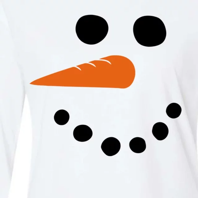 Winter Snowman Snow Face Womens Cotton Relaxed Long Sleeve T-Shirt