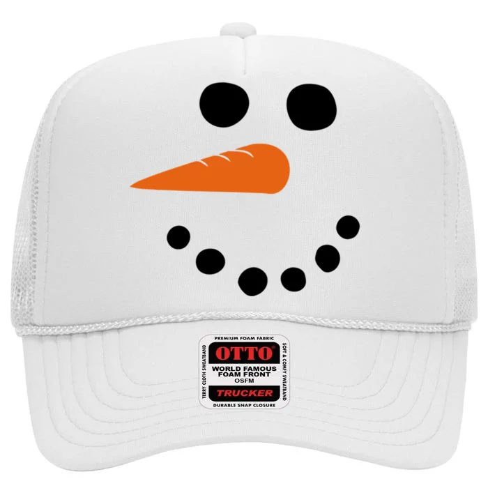 Winter Snowman Snow Face High Crown Mesh Trucker Hat