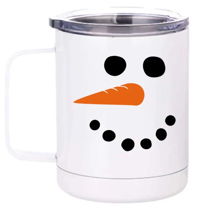 Winter Snowman Snow Face Front & Back 12oz Stainless Steel Tumbler Cup