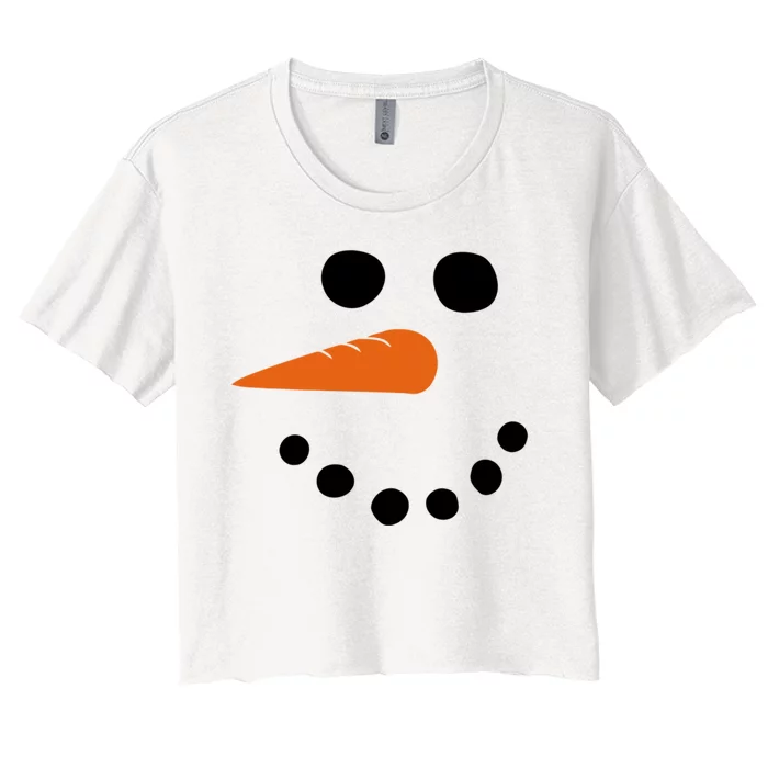 Winter Snowman Snow Face Women's Crop Top Tee