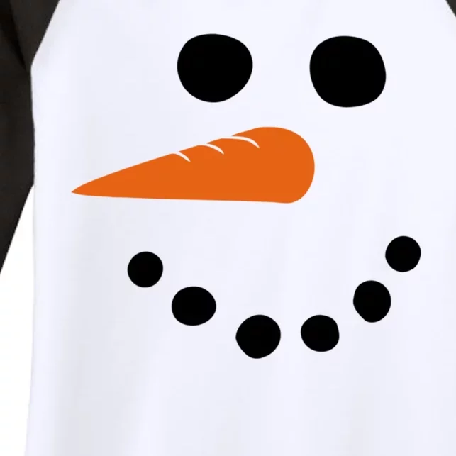 Winter Snowman Snow Face Women's Tri-Blend 3/4-Sleeve Raglan Shirt