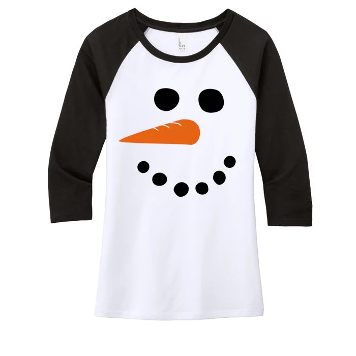 Winter Snowman Snow Face Women's Tri-Blend 3/4-Sleeve Raglan Shirt