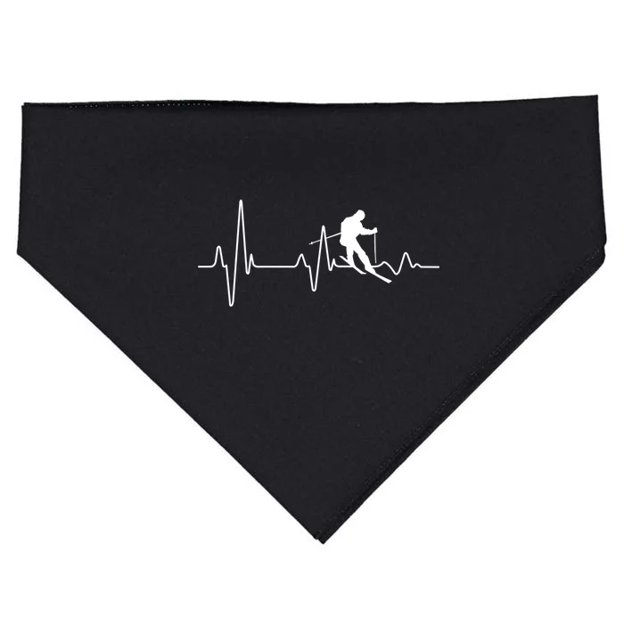 Womens Ski Skier Gifts & Heartbeat For Skiing Bum USA-Made Doggie Bandana