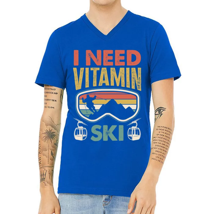 Wintersport Skiing Skier I Need Vitamin Ski Cute Gift V-Neck T-Shirt