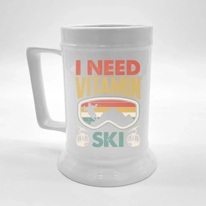 Wintersport Skiing Skier I Need Vitamin Ski Cute Gift Front & Back Beer Stein