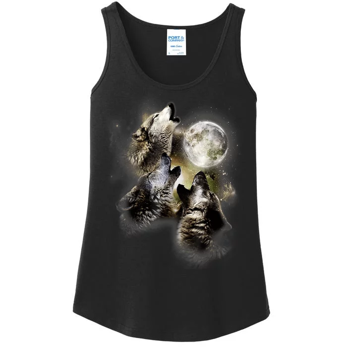 Wolf Shirt Three Wolves Moon Wolf Moon Ladies Essential Tank