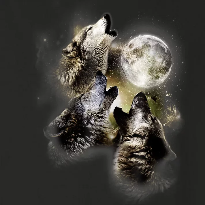 Wolf Shirt Three Wolves Moon Wolf Moon Toddler Long Sleeve Shirt