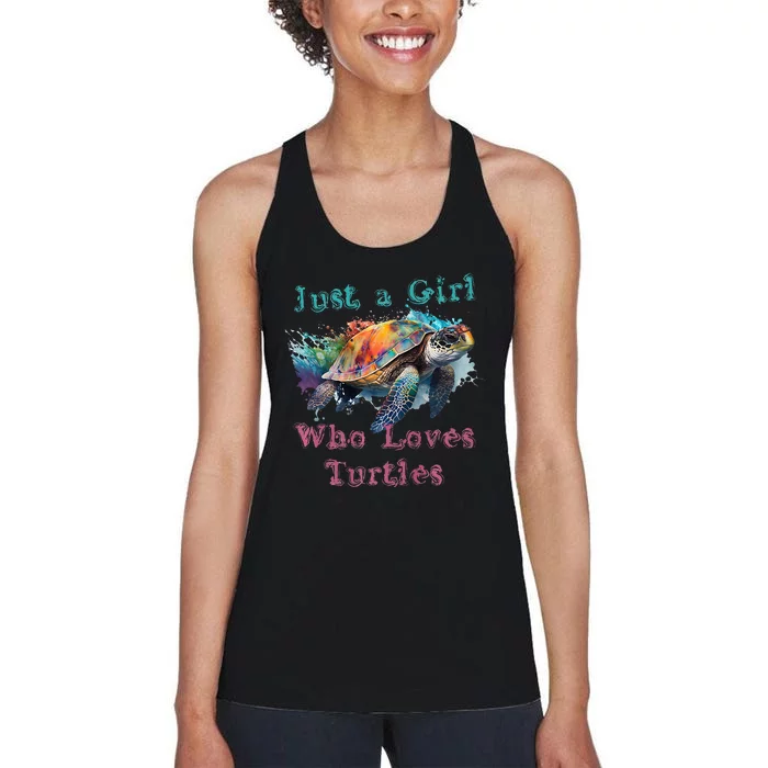 Watercolor Sea Turtle Just a That Loves Turtles Florida Women's Racerback Tank