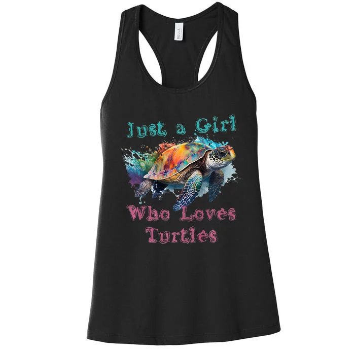 Watercolor Sea Turtle Just a That Loves Turtles Florida Women's Racerback Tank