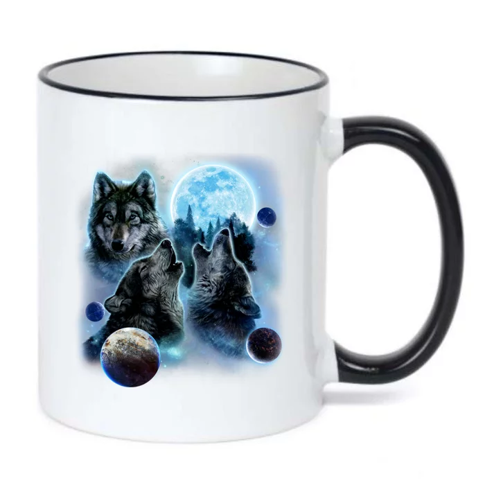 Wolf Shirt Three Wolves Moon Wolf Moon Black Color Changing Mug